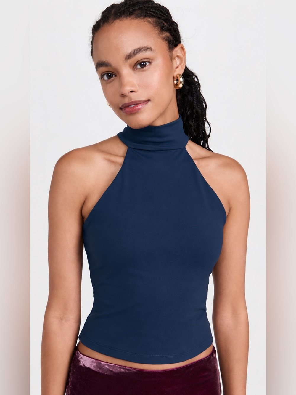 Susana Monaco teal blue High Neck Halter Camisole